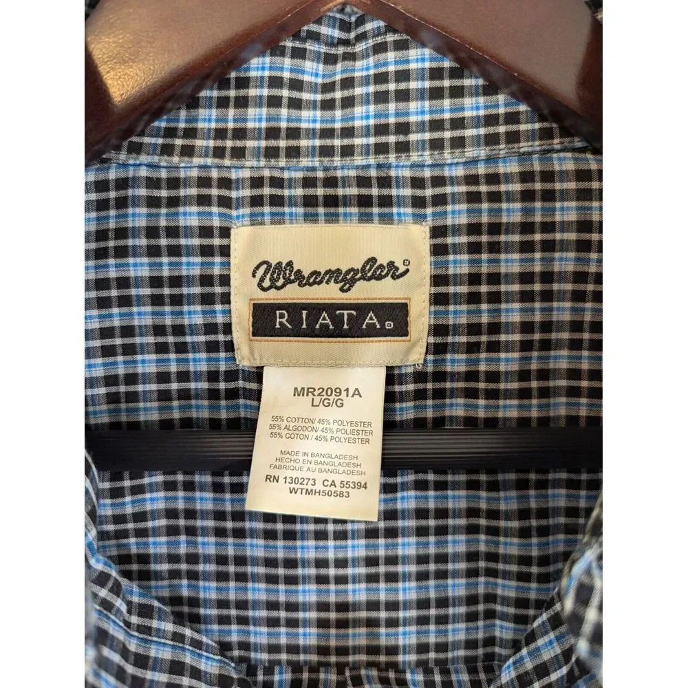 Wrangler Riata Western Button Down Long Sleeve Men's Large Gingham‎ Check